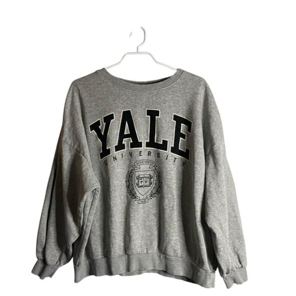 H&M x Yale University Women's Gray Relaxed Casual Crewneck Sweatshirt - Picture 1 of 13